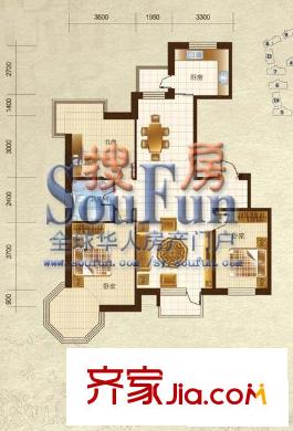 城中藝景戶型圖境非凡 3室2廳1衛(wèi)