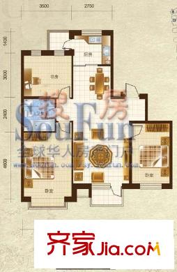 城中藝景戶型圖尚陽軒 3室2廳1衛(wèi)