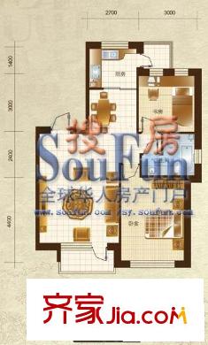 城中藝景戶型圖福盈頌 2室2廳1衛(wèi)
