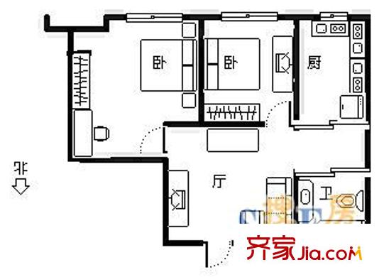 億豐南奧國際戶型圖億豐南 奧國際 2室 戶型圖 2室1廳1衛(wèi)1廚
