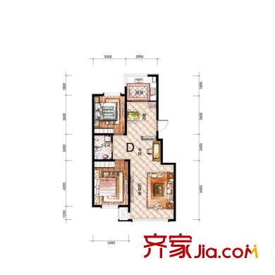 鑫豐?雍景豪城D戶型 2室2廳1衛(wèi)
