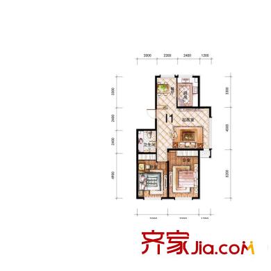 鑫豐?雍景豪城I1戶型 2室2廳1衛(wèi)
