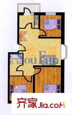 丁香湖畔新城戶型圖3室2廳1衛(wèi)
