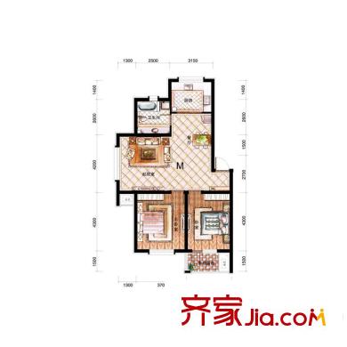 鑫豐?雍景豪城M戶型 2室2廳1衛(wèi)