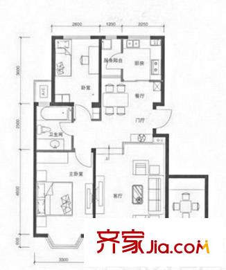 河畔新城四期 2室 戶型圖