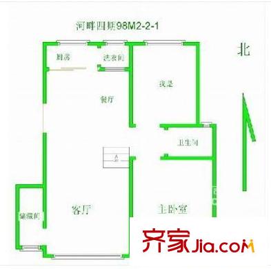河畔新城四期 2室 戶型圖