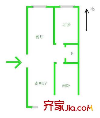 河畔新城四期 2室 戶型圖