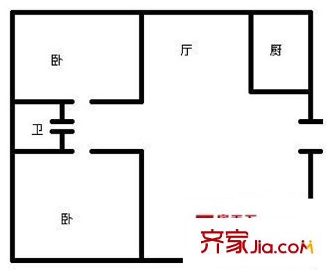 河畔新城四期 2室 戶型圖