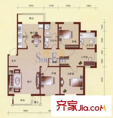 宏發(fā)國(guó)際名城戶(hù)型圖4室2廳2衛(wèi)