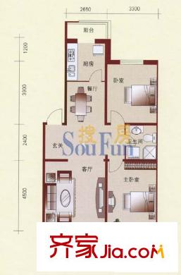宏發(fā)國(guó)際名城戶(hù)型圖2室2廳1衛(wèi)
