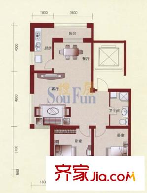 宏發(fā)國(guó)際名城戶(hù)型圖2室2廳1衛(wèi)