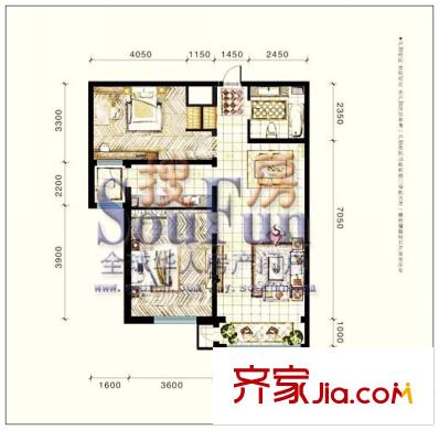 金水花城戶型圖2室2廳1衛(wèi)99.59平方米 