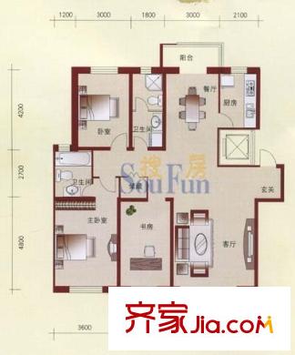 宏發(fā)國(guó)際名城戶(hù)型圖3室2廳2衛(wèi)