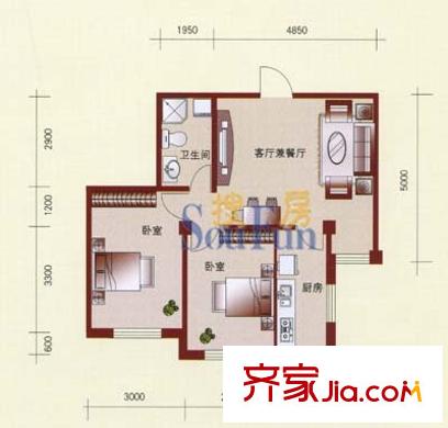 宏發(fā)國(guó)際名城戶(hù)型圖2室1廳1衛(wèi)