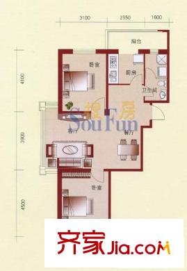 宏發(fā)國(guó)際名城戶(hù)型圖2室2廳1衛(wèi)