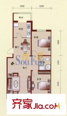 宏發(fā)國(guó)際名城戶(hù)型圖2室2廳1衛(wèi)