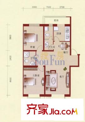 宏發(fā)國(guó)際名城戶(hù)型圖2室2廳2衛(wèi)