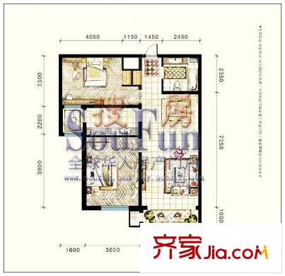 金水花城戶型圖2室2廳1衛(wèi)99.88平方米 