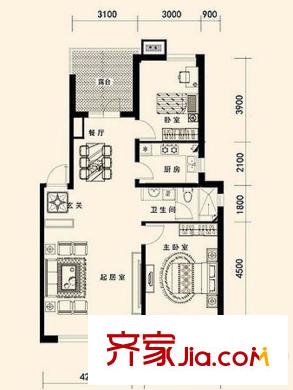 唐軒?公館（售罄）A戶型100平米 3室2廳1衛(wèi)