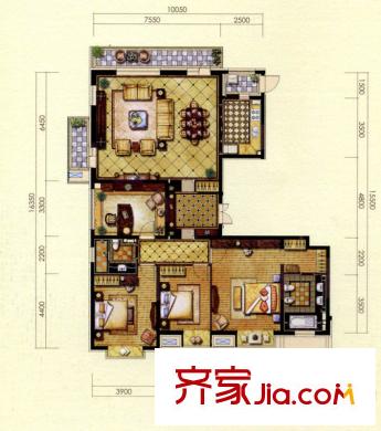 金地長青灣戶型圖H8戶型A 4室2廳2衛(wèi)1廚