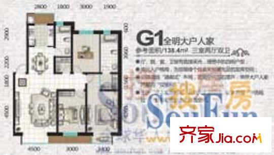 海德公園戶型圖二期戶型 3室2廳2衛(wèi)