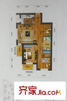 唐軒?公館A2戶型 2室2廳1衛(wèi)1廚