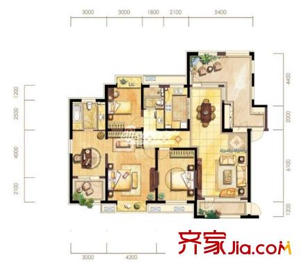 金地長青灣【灣御】組團 3室 戶型圖
