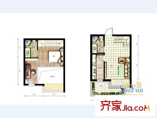麗都新城二期愛麗香舍D3戶型 1室1廳2衛(wèi)