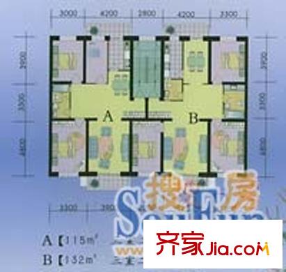 錦水人家戶型圖三室二廳一衛(wèi)115平 3室2廳2衛(wèi)