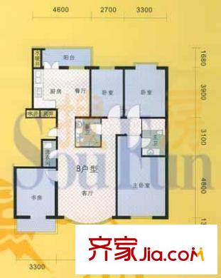 成龍花園戶型圖4室2廳2衛(wèi)