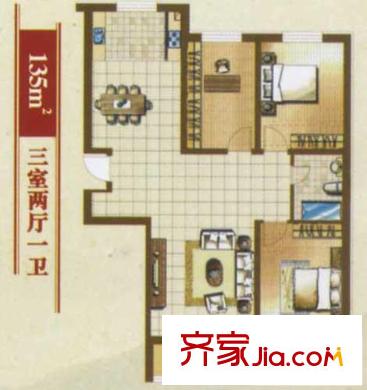 正大江南水鄉(xiāng)戶型圖5 3室2廳1衛(wèi)