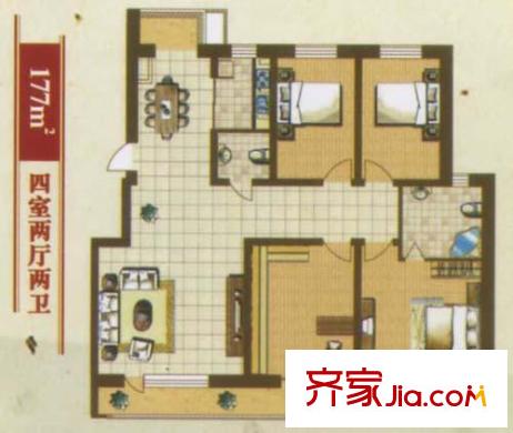 正大江南水鄉(xiāng)戶型圖6 4室2廳2衛(wèi)