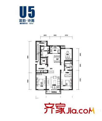 萬科藍(lán)山戶型圖U5戶型 3室2廳2衛(wèi)