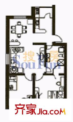 示范和平家園戶型圖2室2廳1衛(wèi)