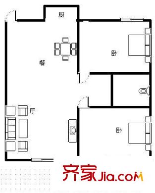 益格名邸 2室 戶(hù)型圖