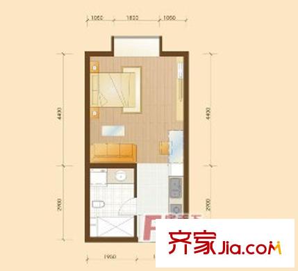 萬(wàn)科新榆公館戶型圖1居 戶型圖 1室1廳1衛(wèi)1廚