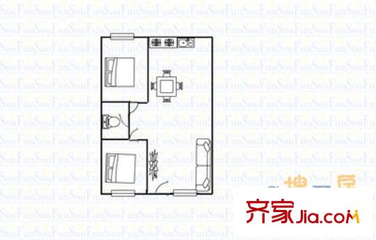 萬科新榆公館 2室 戶型圖