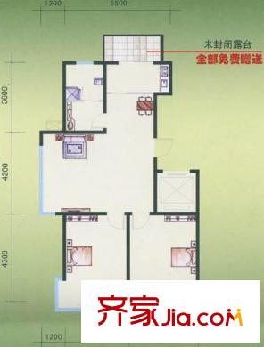 淺草綠閣六期戶型圖D1戶型 2室2廳1衛(wèi)