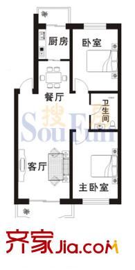 宏偉金都戶型圖2室2廳1衛(wèi)