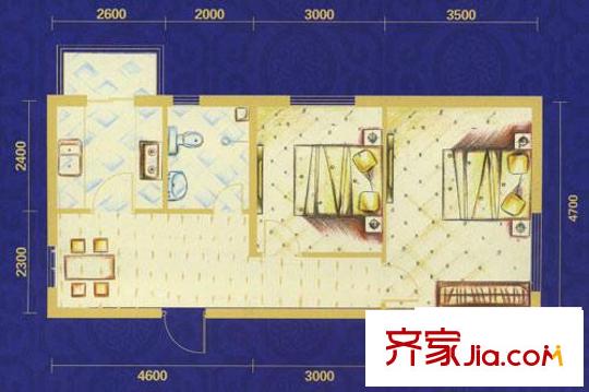 繁榮新都戶型圖優(yōu)度 2室1廳1衛(wèi)
