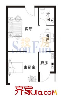 宏偉金都戶型圖1室1廳1衛(wèi)