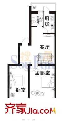 宏偉金都戶型圖2室1廳1衛(wèi)