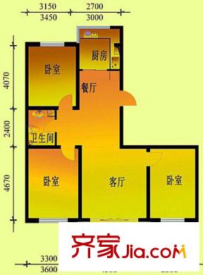 鑫豐又一城戶型圖戶型6 3室2廳1衛(wèi)