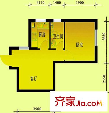 鑫豐又一城戶型圖戶型4 1室1廳1衛(wèi)