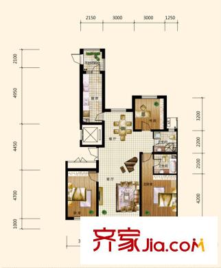 鐵西萬(wàn)達(dá)廣場(chǎng)戶型圖B組團(tuán)3# 3室2廳2衛(wèi)
