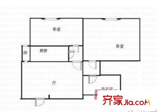 建賞歐洲戶型圖22 2室1廳1衛(wèi)1廚