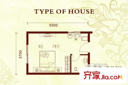建賞歐洲戶型圖11 1室1廳1衛(wèi)1廚