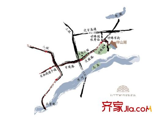 伴山湖交通圖