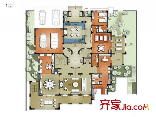 伴山湖LA戶型圖一層 5室3廳2衛(wèi)