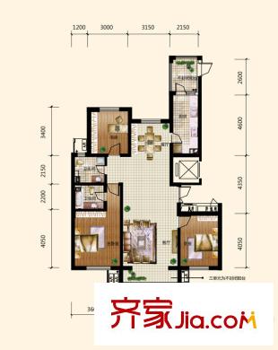鐵西萬(wàn)達(dá)廣場(chǎng)戶型圖B組團(tuán)1#2單元 3室2廳2衛(wèi)